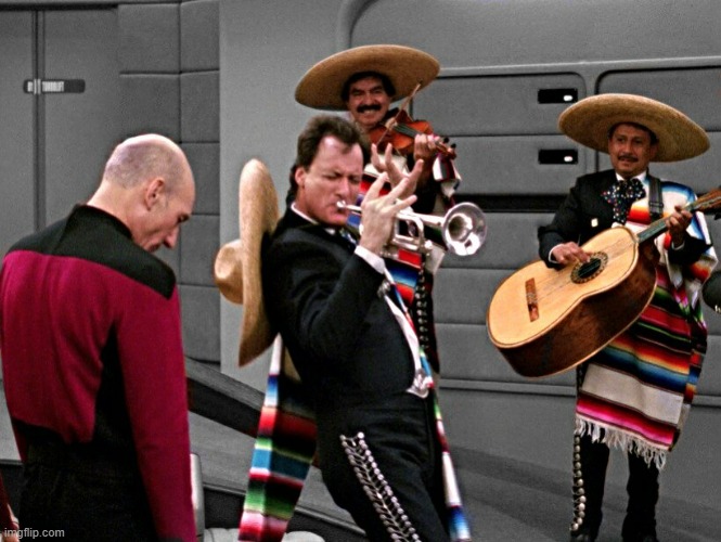 image tagged in q playing trumpet in star trek | made w/ Imgflip meme maker