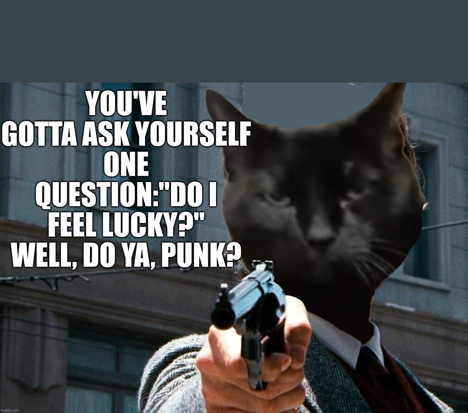 Mr. CliNtON: "you’ve gotta ask yourself one question” | YOU'VE GOTTA ASK YOURSELF ONE QUESTION:"DO I FEEL LUCKY?" WELL, DO YA, PUNK? | image tagged in rossmanngroup,clinton,schematics or die,mr clinton the cat,right to repair,louis rossmann | made w/ Imgflip meme maker