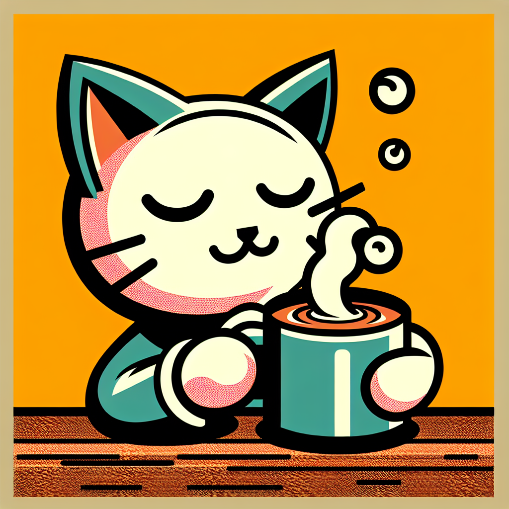 cat with coffee Blank Meme Template