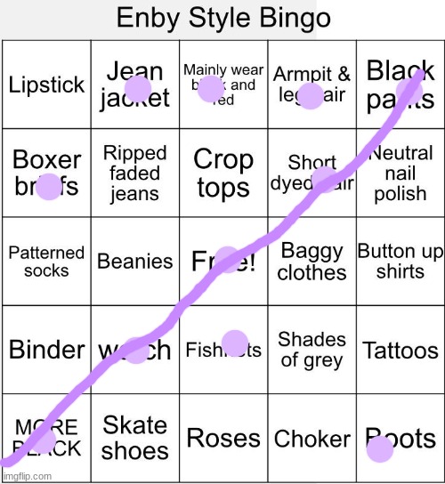 Enby Style Bingo | image tagged in enby style bingo | made w/ Imgflip meme maker