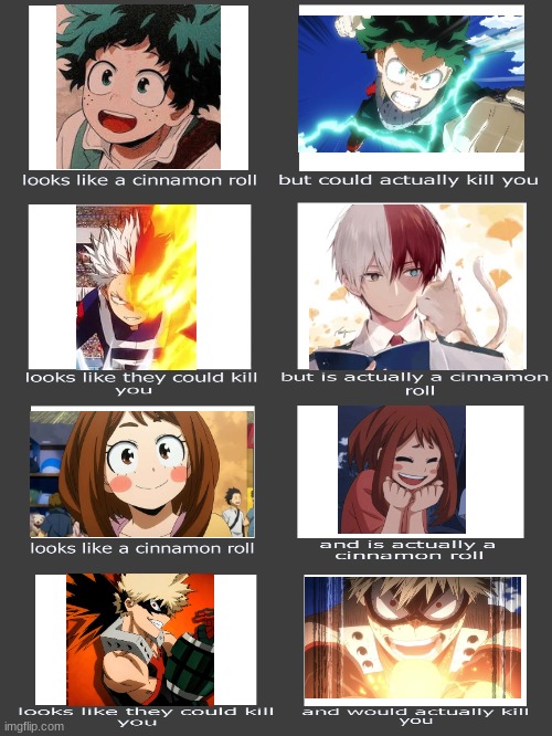 cinnamon roll meme but MHA | image tagged in mha | made w/ Imgflip meme maker