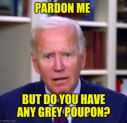 Grey Poupon | PARDON ME; BUT DO YOU HAVE ANY GREY POUPON? | image tagged in slow joe biden dementia face,funny memes | made w/ Imgflip meme maker