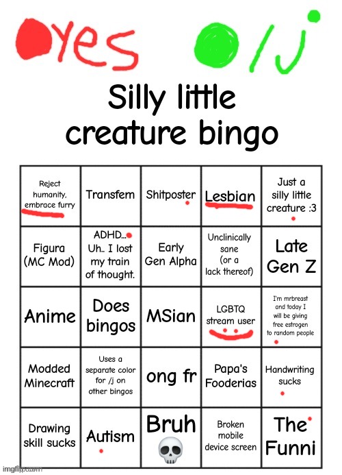 e | image tagged in lol300's silly little creature bingo | made w/ Imgflip meme maker