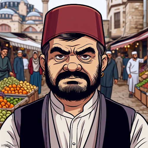 asked imgflip ai for a Turkish man cartoon | made w/ Imgflip meme maker