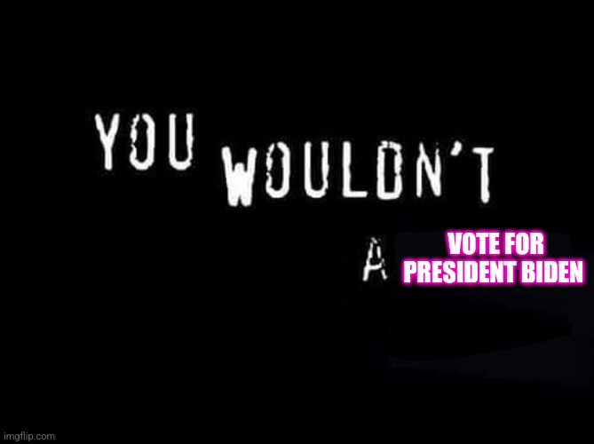 You wouldn’t X a Y | VOTE FOR PRESIDENT BIDEN | image tagged in you wouldn t x a y | made w/ Imgflip meme maker