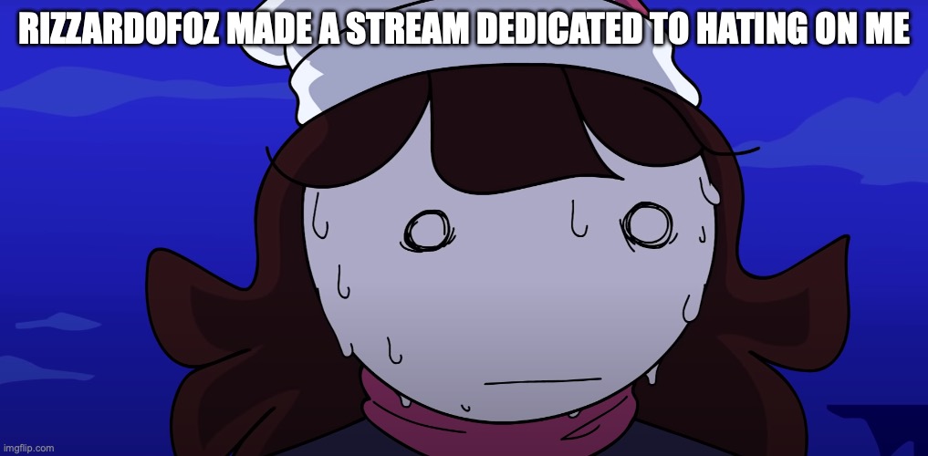 imgflip.com/m/antitako | RIZZARDOFOZ MADE A STREAM DEDICATED TO HATING ON ME | image tagged in jaiden sweating nervously | made w/ Imgflip meme maker