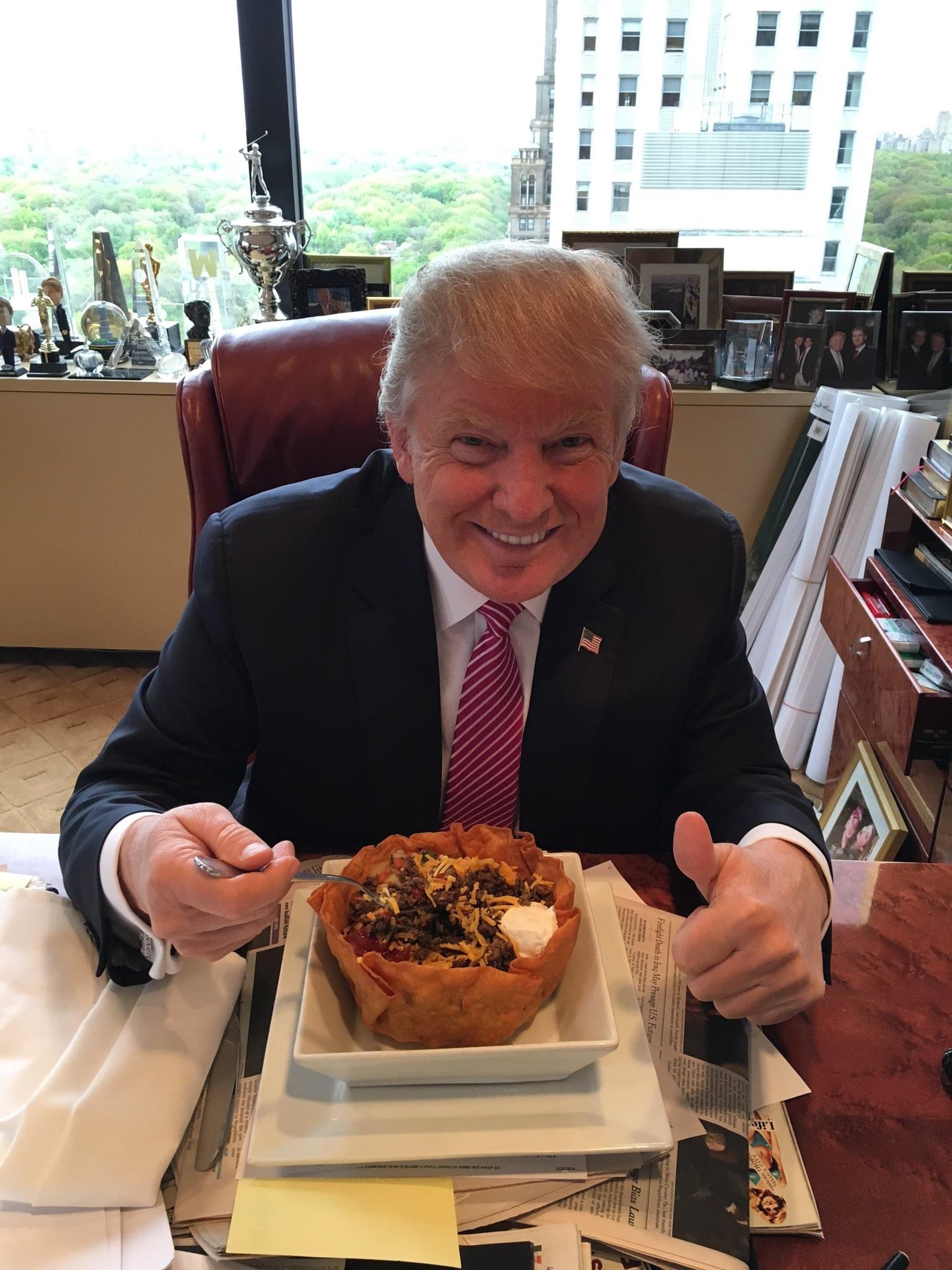 President Trump eating taco salad Blank Meme Template