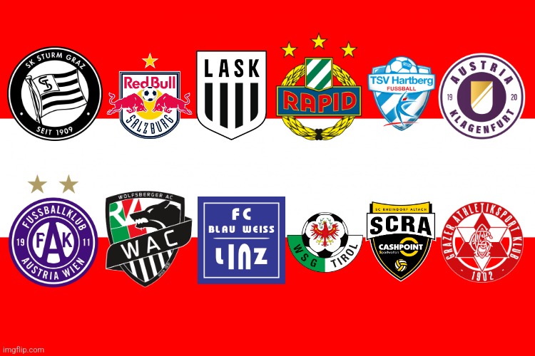 Austrian Bundesliga 2024/25 | image tagged in austria flag,sturm graz,salzburg,rapid wien,austria wien,linz | made w/ Imgflip meme maker