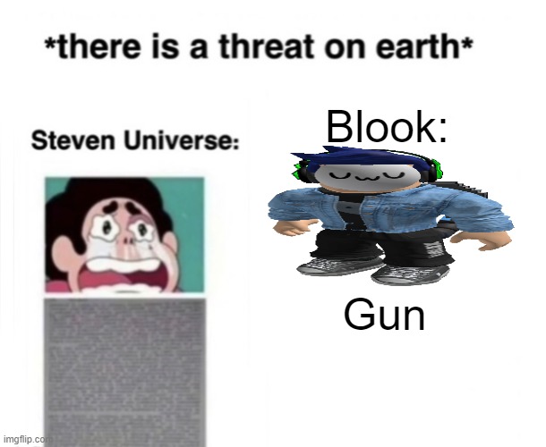 *There is a threat on earth* | Blook:; Gun | image tagged in there is a threat on earth | made w/ Imgflip meme maker