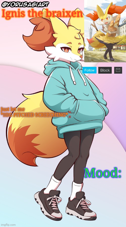 Ignis the braixen announcement template Blank Meme Template