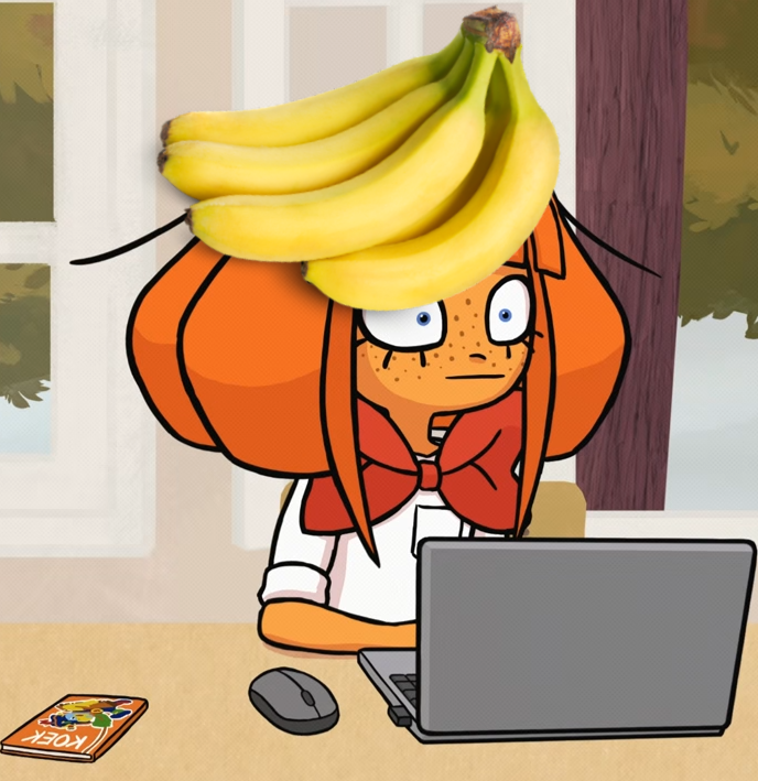 Mymy with bananas on her head Blank Meme Template