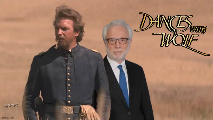 image tagged in dances with wolves,kevin costner,wolf blitzer,mashup,action movies,wolf | made w/ Imgflip meme maker