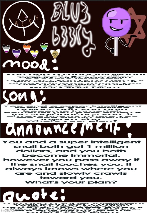 Blu3’s announcement temp | image tagged in blu3 s announcement temp | made w/ Imgflip meme maker