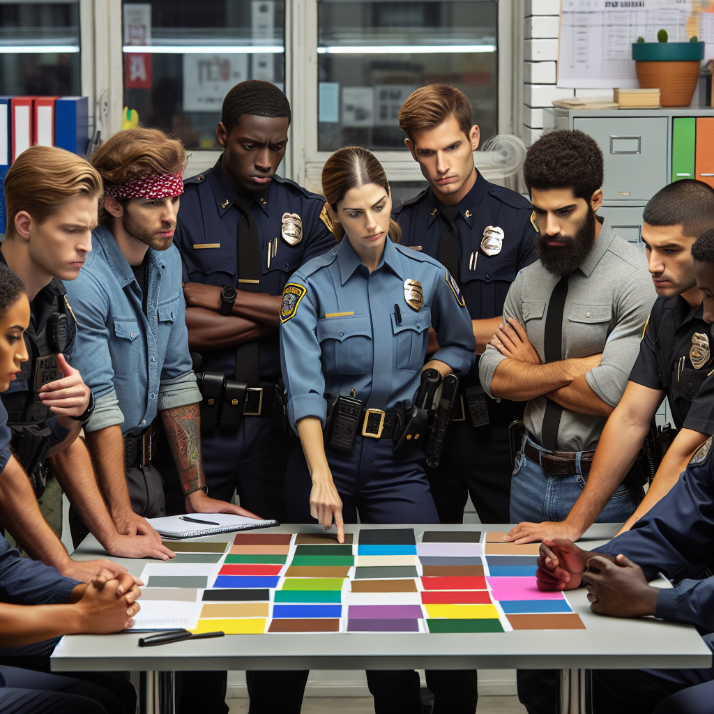 High Quality police officers decide on the color of paper Blank Meme Template