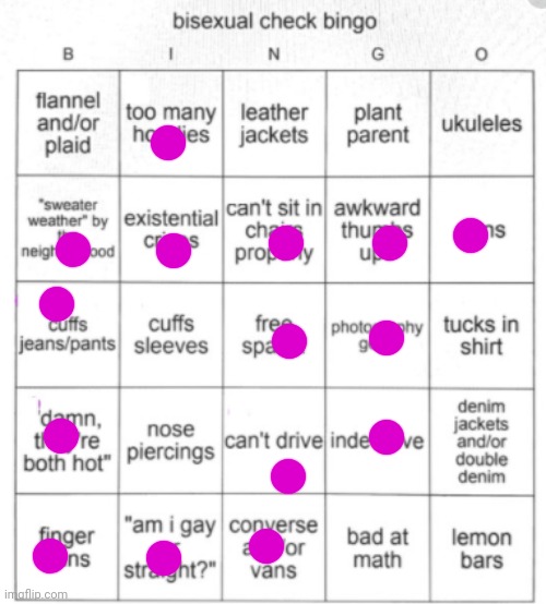 Bingo :D | image tagged in bisexual bingo | made w/ Imgflip meme maker