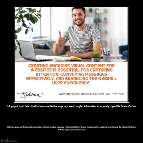Infographics and data visualizations are effective ways to present complex information in a visually digestible format.-Subraa | Attention s | image tagged in funny,demotivationals | made w/ Imgflip demotivational maker