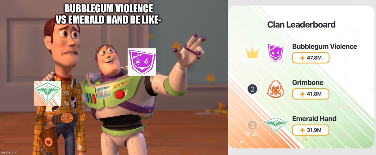 Kaidro Clan Wars | BUBBLEGUM VIOLENCE VS EMERALD HAND BE LIKE- | image tagged in memes,x x everywhere | made w/ Imgflip meme maker