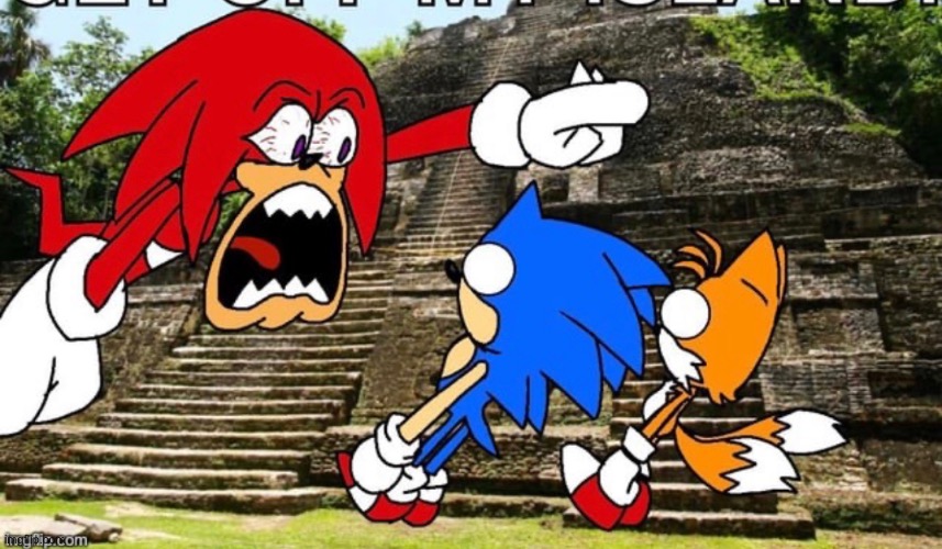 knuckles screaming at sonic and tails Blank Meme Template