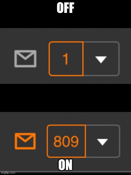 1 notification vs. 809 notifications with message | OFF ON | image tagged in 1 notification vs 809 notifications with message | made w/ Imgflip meme maker