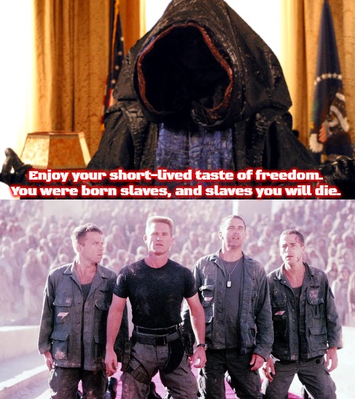 next president of America | Enjoy your short-lived taste of freedom. You were born slaves, and slaves you will die. | image tagged in anubis,slavic,usa | made w/ Imgflip meme maker