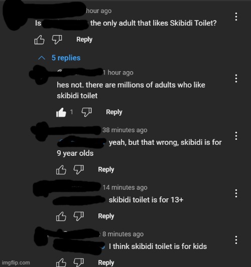 Me arguing about skibidi toilet in YouTube | made w/ Imgflip meme maker