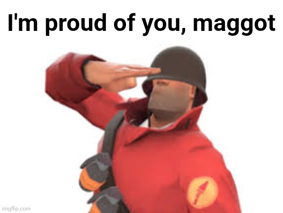 Tf2 soldier salute | I'm proud of you, maggot | image tagged in tf2 soldier salute | made w/ Imgflip meme maker