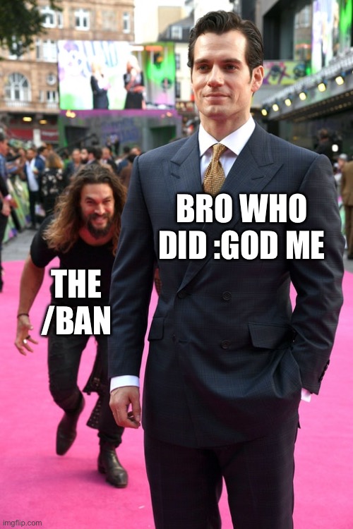 Jason Momoa Henry Cavill Meme | BRO WHO DID :GOD ME THE /BAN | image tagged in jason momoa henry cavill meme | made w/ Imgflip meme maker