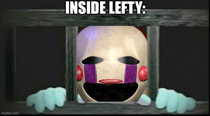 Lefty. | INSIDE LEFTY: | image tagged in mario in jail | made w/ Imgflip meme maker