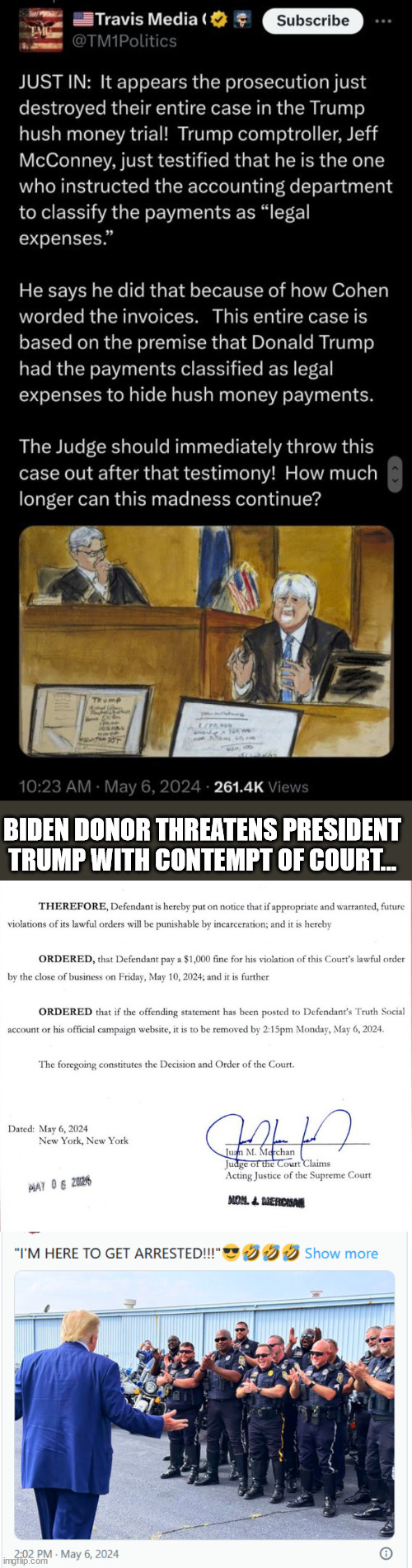 And the latest Trump court case farce continues... | BIDEN DONOR THREATENS PRESIDENT TRUMP WITH CONTEMPT OF COURT... | image tagged in americans,know this is a bogus court case | made w/ Imgflip meme maker