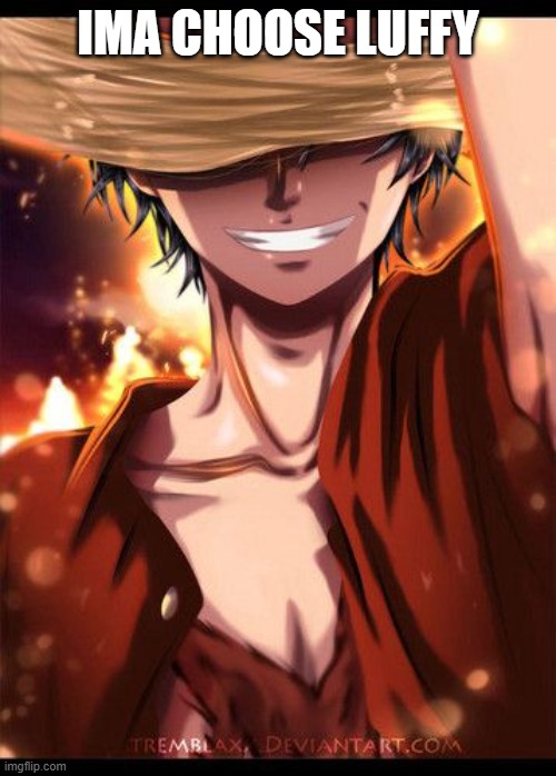 Luffy hidden smile | IMA CHOOSE LUFFY | image tagged in luffy hidden smile | made w/ Imgflip meme maker