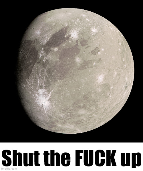 Ganymede says stfu | image tagged in ganymede says stfu | made w/ Imgflip meme maker