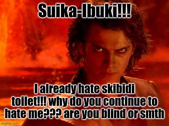 why why why why why why why | Suika-Ibuki!!! I already hate skibidi toilet!!! why do you continue to hate me??? are you blind or smth | image tagged in memes,you underestimate my power | made w/ Imgflip meme maker
