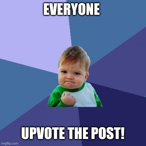 EVERYONE UPVOTE THE POST! | image tagged in memes,success kid | made w/ Imgflip meme maker