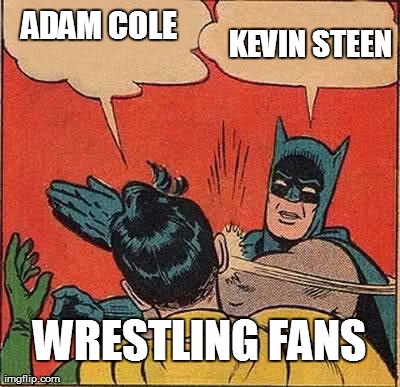 Batman Slapping Robin Meme | ADAM COLE KEVIN STEEN WRESTLING FANS | image tagged in memes,batman slapping robin | made w/ Imgflip meme maker