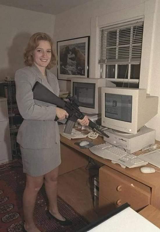 PC gun woman Blank Meme Template