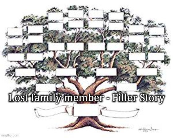 Filler Story | Lost family member - Filler Story | image tagged in family tree | made w/ Imgflip meme maker