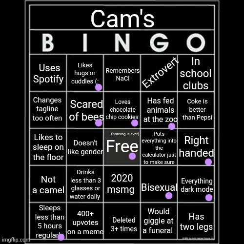 Doesn't like gender?? | image tagged in iaintacamel's bingo | made w/ Imgflip meme maker
