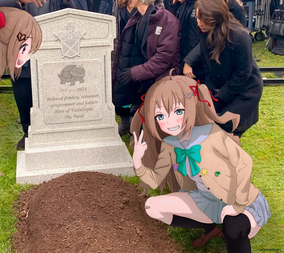 Neuro-sama over grave. Blank Meme Template