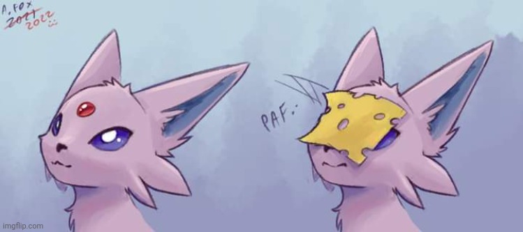 Cheese | image tagged in cute,memes,pokemon,cheese,espeon | made w/ Imgflip meme maker