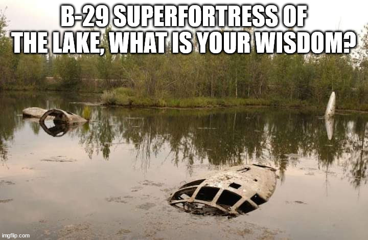 New meme just dropped... | B-29 SUPERFORTRESS OF THE LAKE, WHAT IS YOUR WISDOM? | image tagged in wisdom,panzer of the lake | made w/ Imgflip meme maker
