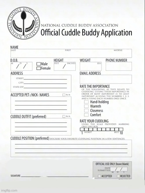 @theunpopularemomemer you're welcome | image tagged in cuddle buddy application | made w/ Imgflip meme maker