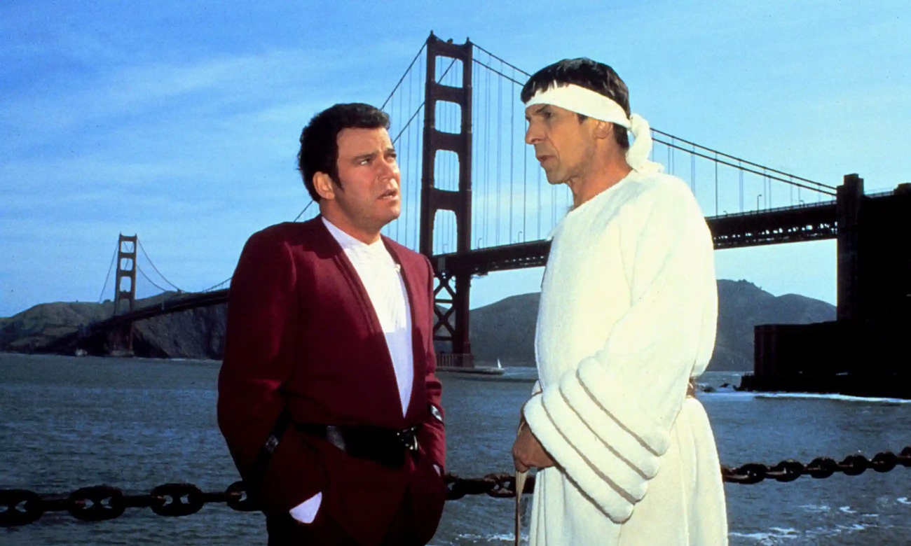 High Quality Kirk & Spock at the Golden Gate Bridge Blank Meme Template