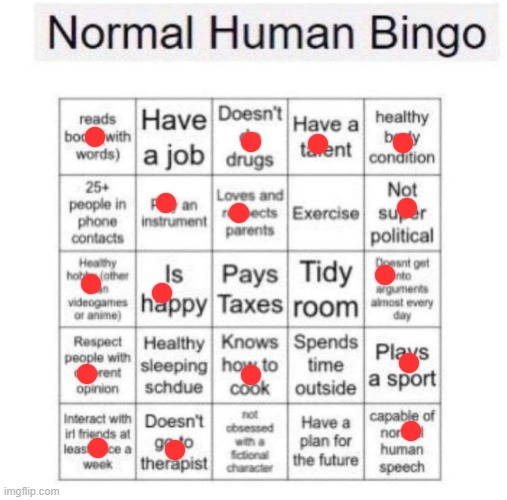 hm... (to the mod who disapproved it before: kinda real tbh) | image tagged in normal human bingo | made w/ Imgflip meme maker
