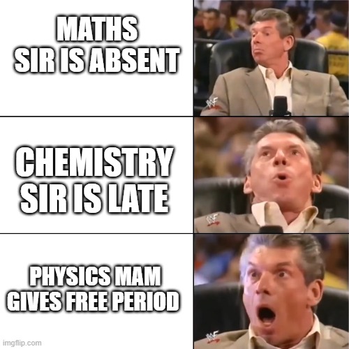 the average science guy | MATHS SIR IS ABSENT; CHEMISTRY SIR IS LATE; PHYSICS MAM GIVES FREE PERIOD | image tagged in orgasming judger,student | made w/ Imgflip meme maker