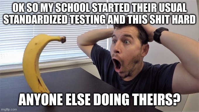 Ω | OK SO MY SCHOOL STARTED THEIR USUAL STANDARDIZED TESTING AND THIS SHIT HARD; ANYONE ELSE DOING THEIRS? | made w/ Imgflip meme maker