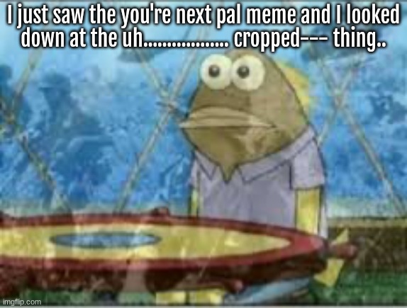 .... | I just saw the you're next pal meme and I looked down at the uh.................. cropped--- thing.. | image tagged in spongebob ptsd | made w/ Imgflip meme maker