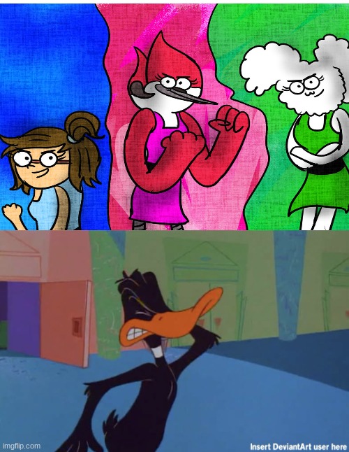 Daffy Facepalms at Margaret, Elieen, and Cloudy Jay | image tagged in daffy facepalms at what | made w/ Imgflip meme maker