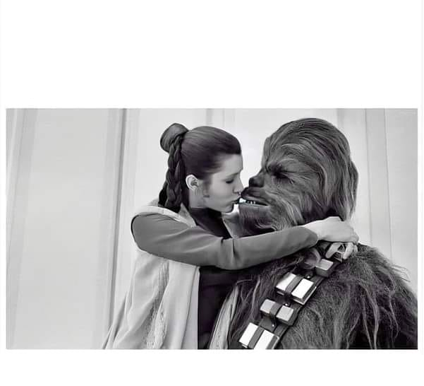 High Quality Chewbacca Lea kissing Blank Meme Template