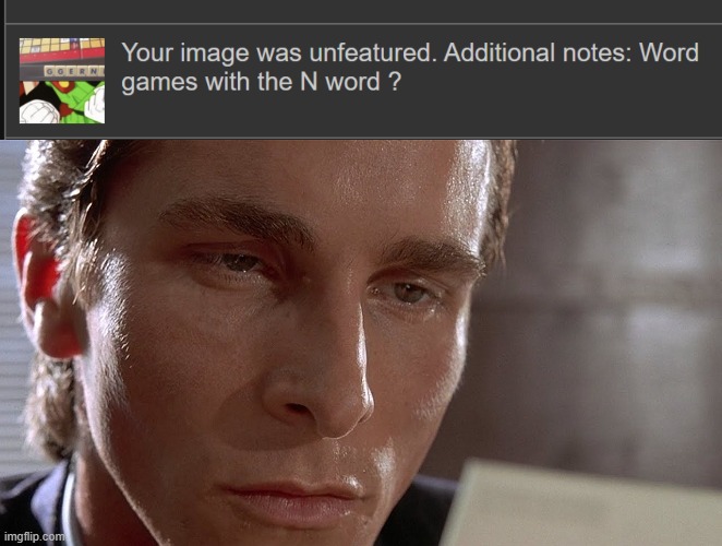 cant have shit on here | image tagged in patrick bateman staring at card | made w/ Imgflip meme maker