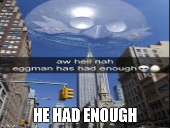he had enough | HE HAD ENOUGH | image tagged in eggman | made w/ Imgflip meme maker
